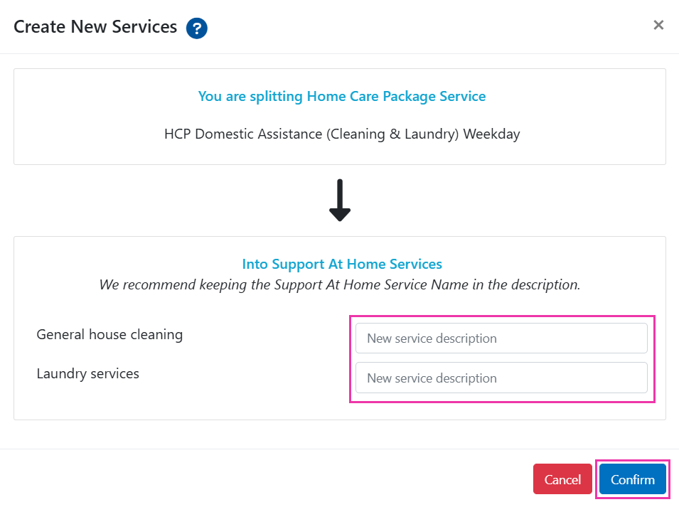 Confirm new services