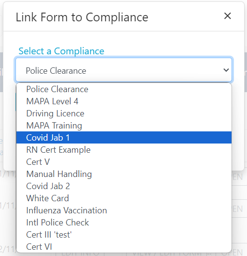 Compliance item selection