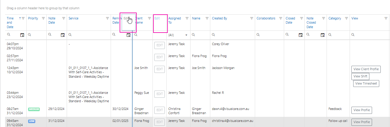 Rearranging columns