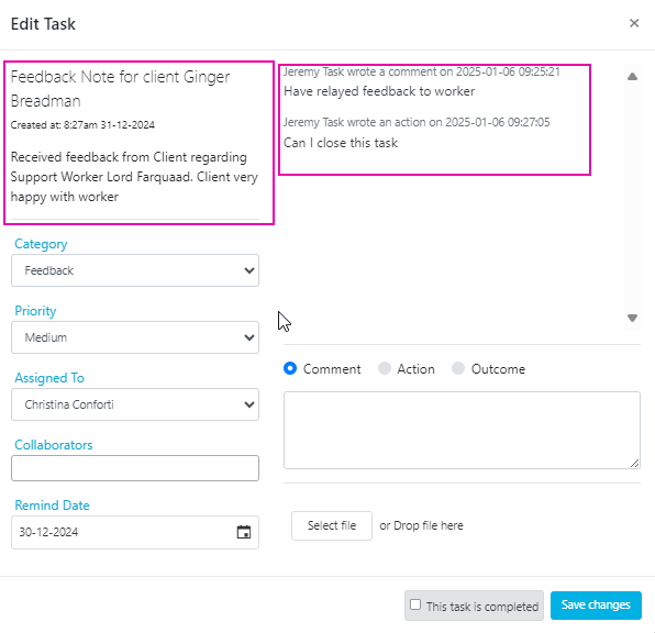 Task management window