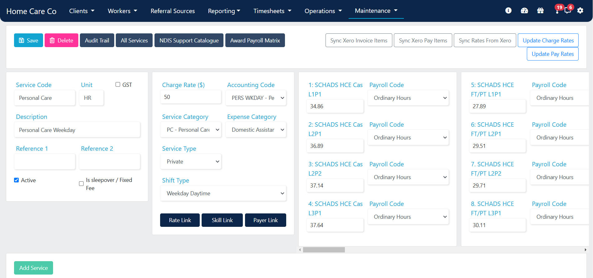 Services list in VCore