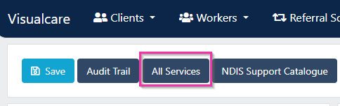 All services table view