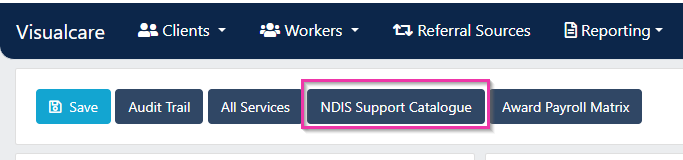 NDIS Support Catalogue button