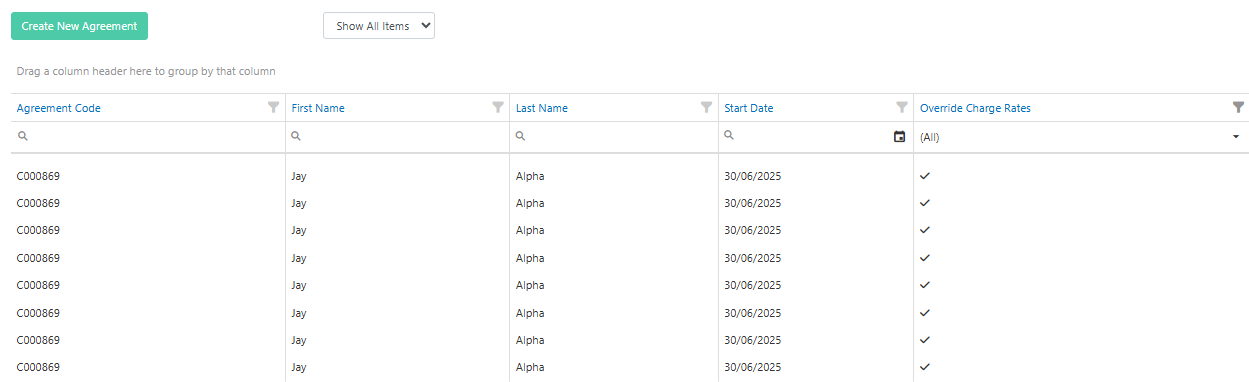 Filtering agreements with special rates