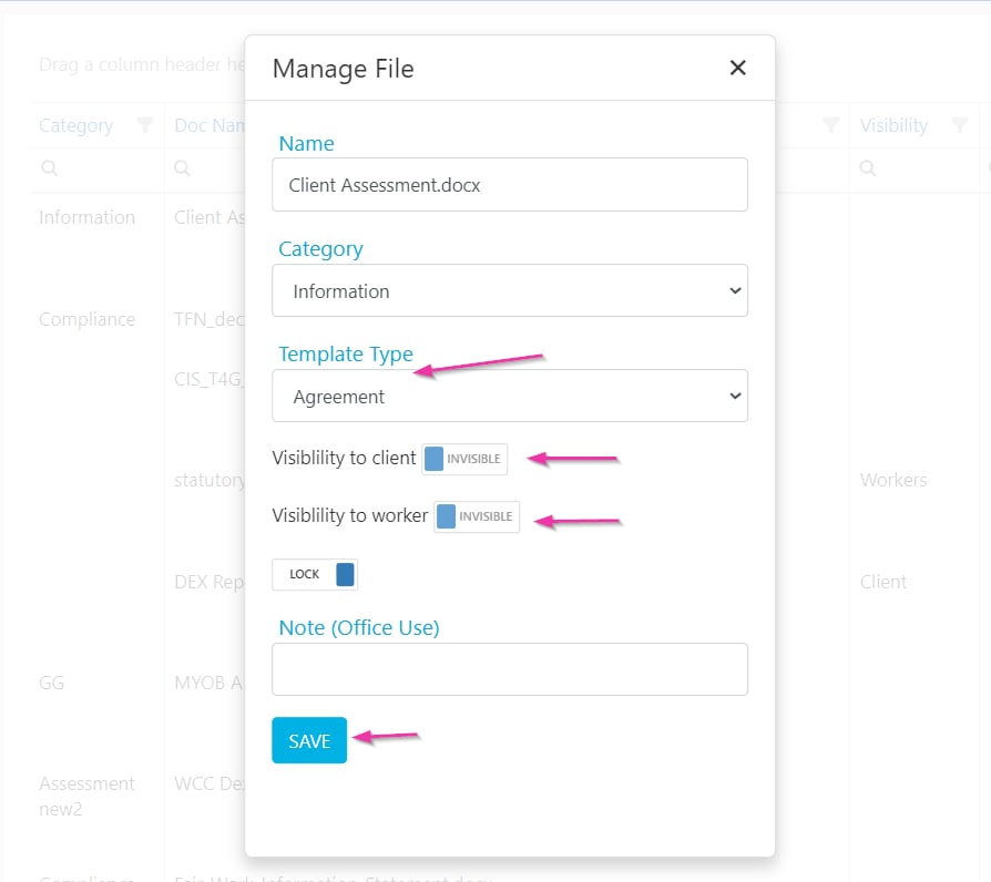 Manage document settings