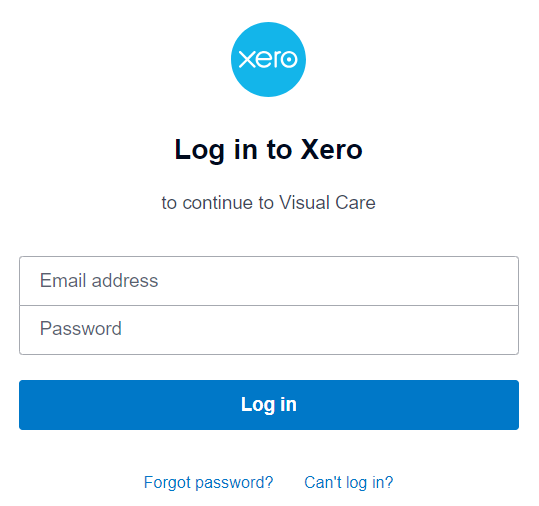Xero login screen