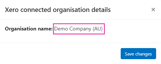 Xero connected organisation details