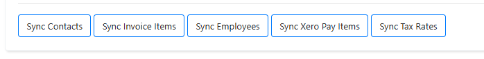 Sync buttons in Xero settings