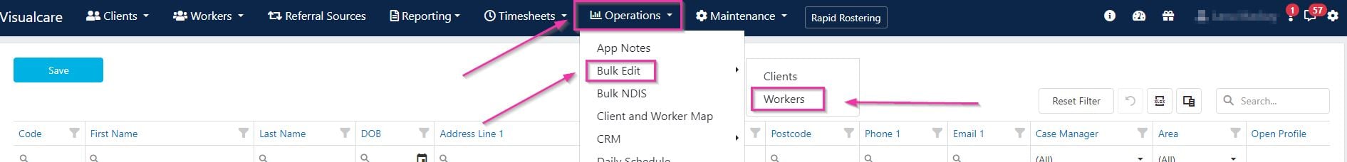 Bulk edit workers