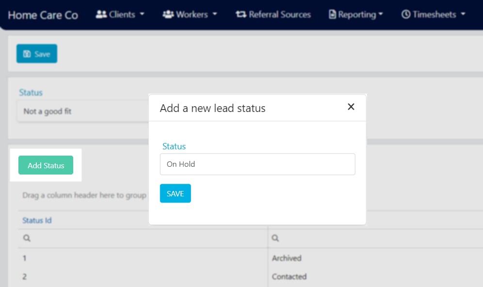 Add lead status