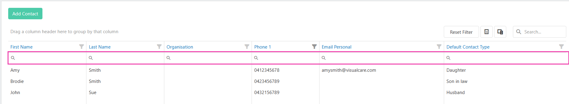 Contact search