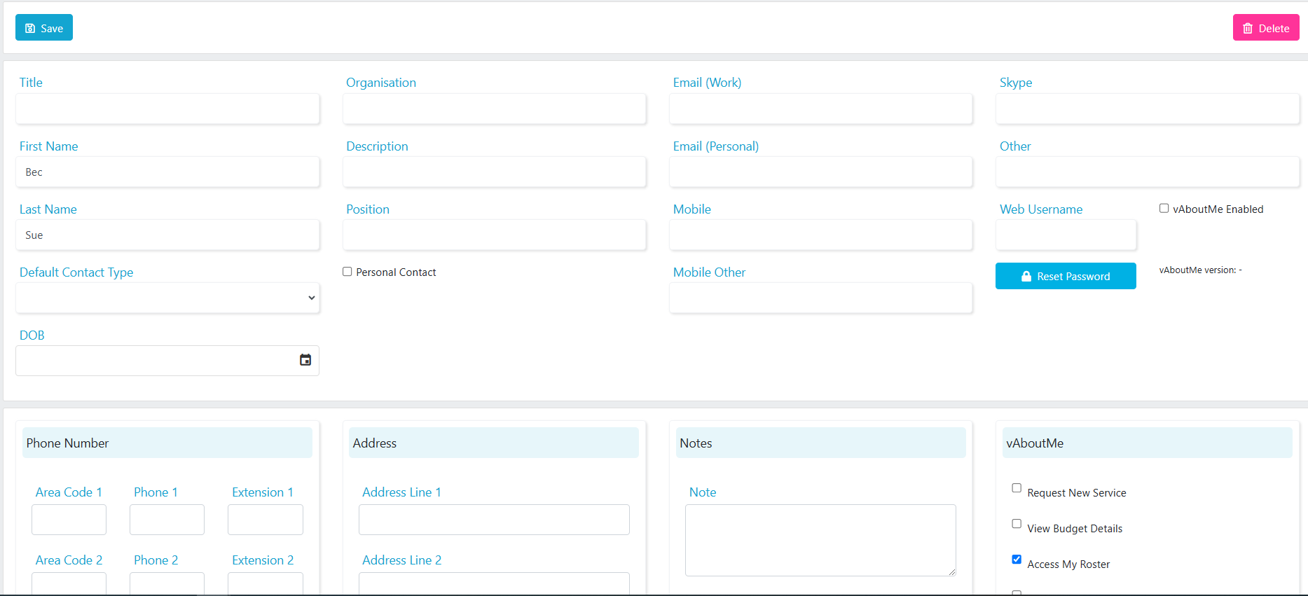 Contact profile