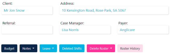 Roster toolbar