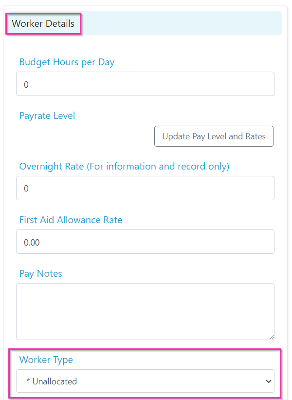 Unallocated worker type