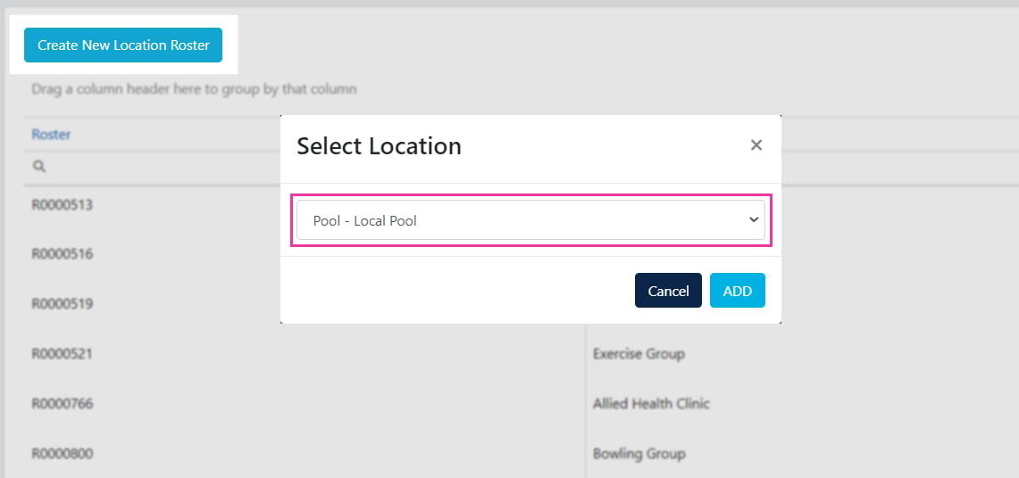 Create new location roster