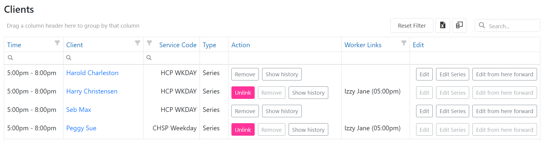 Client links column