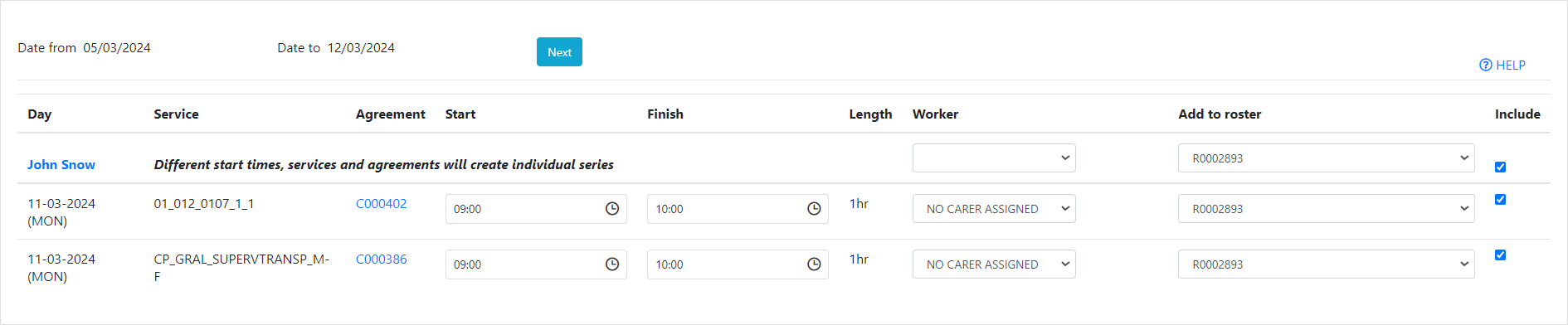 Review shifts