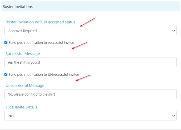 Invitation notification settings