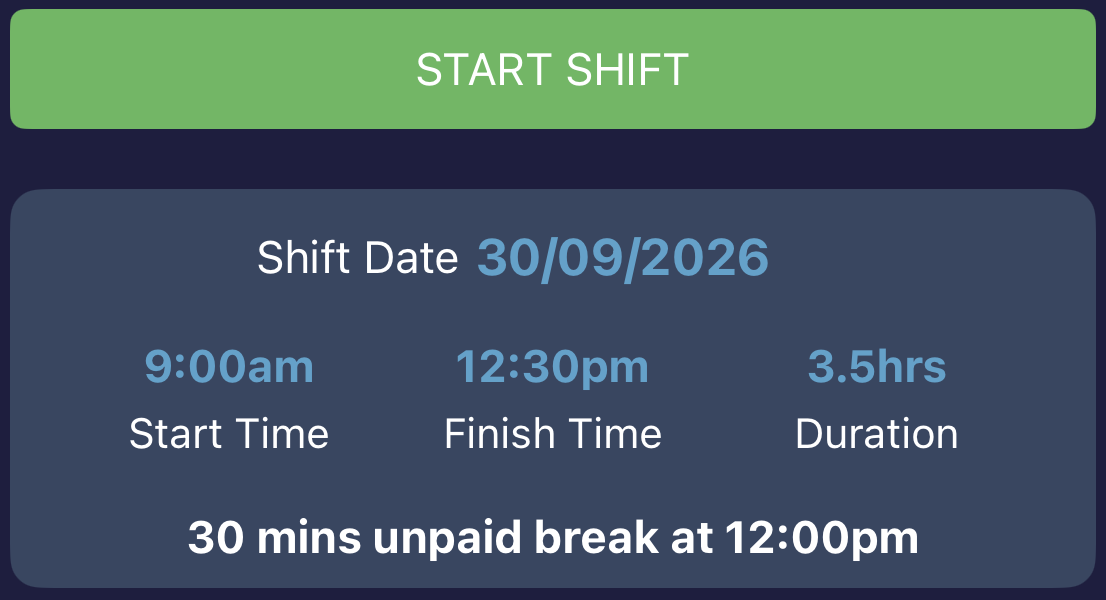 App Unpaid Break