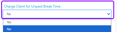 Charge Client Unpaid Break Setting