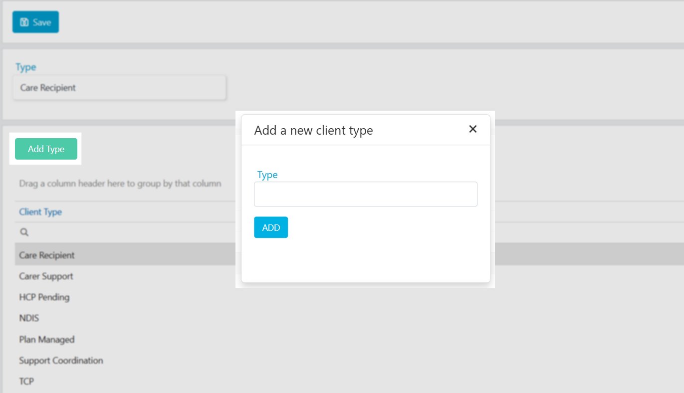 Client types configuration