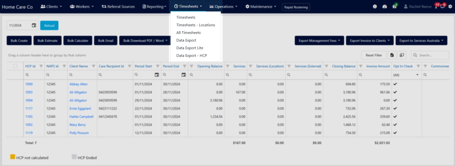 Data Export HCP location