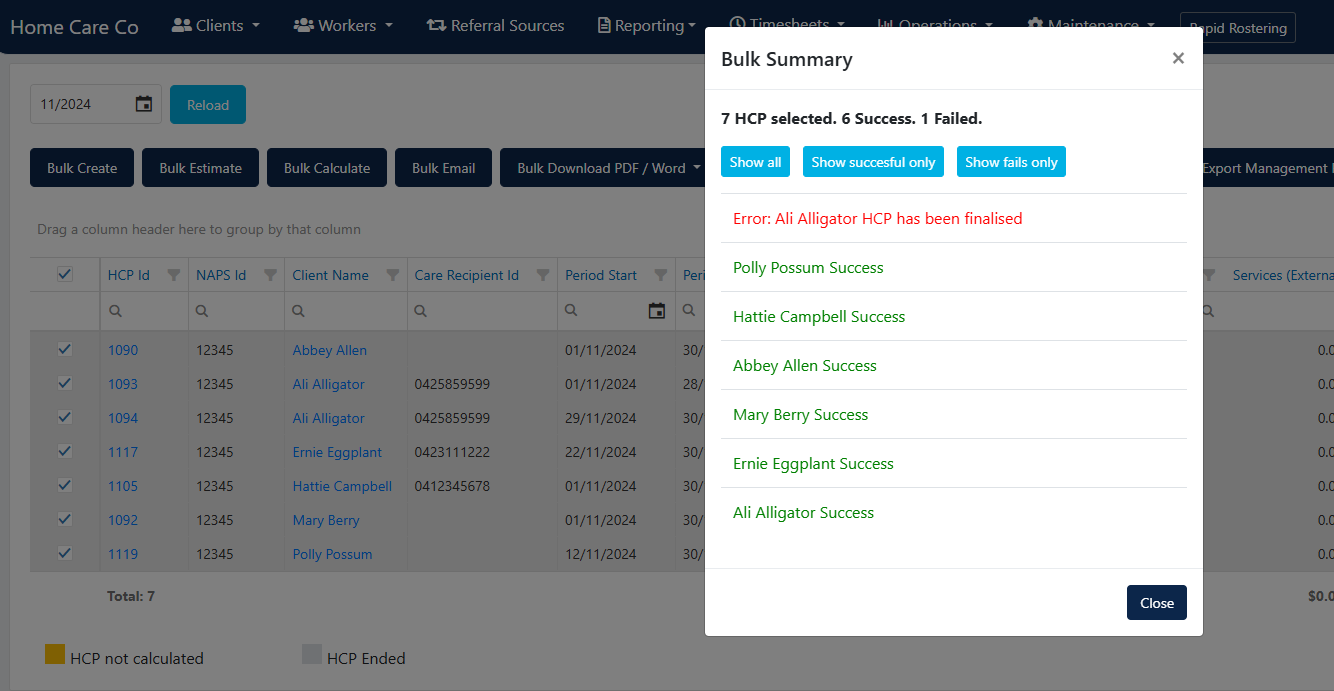 Bulk calculate summary