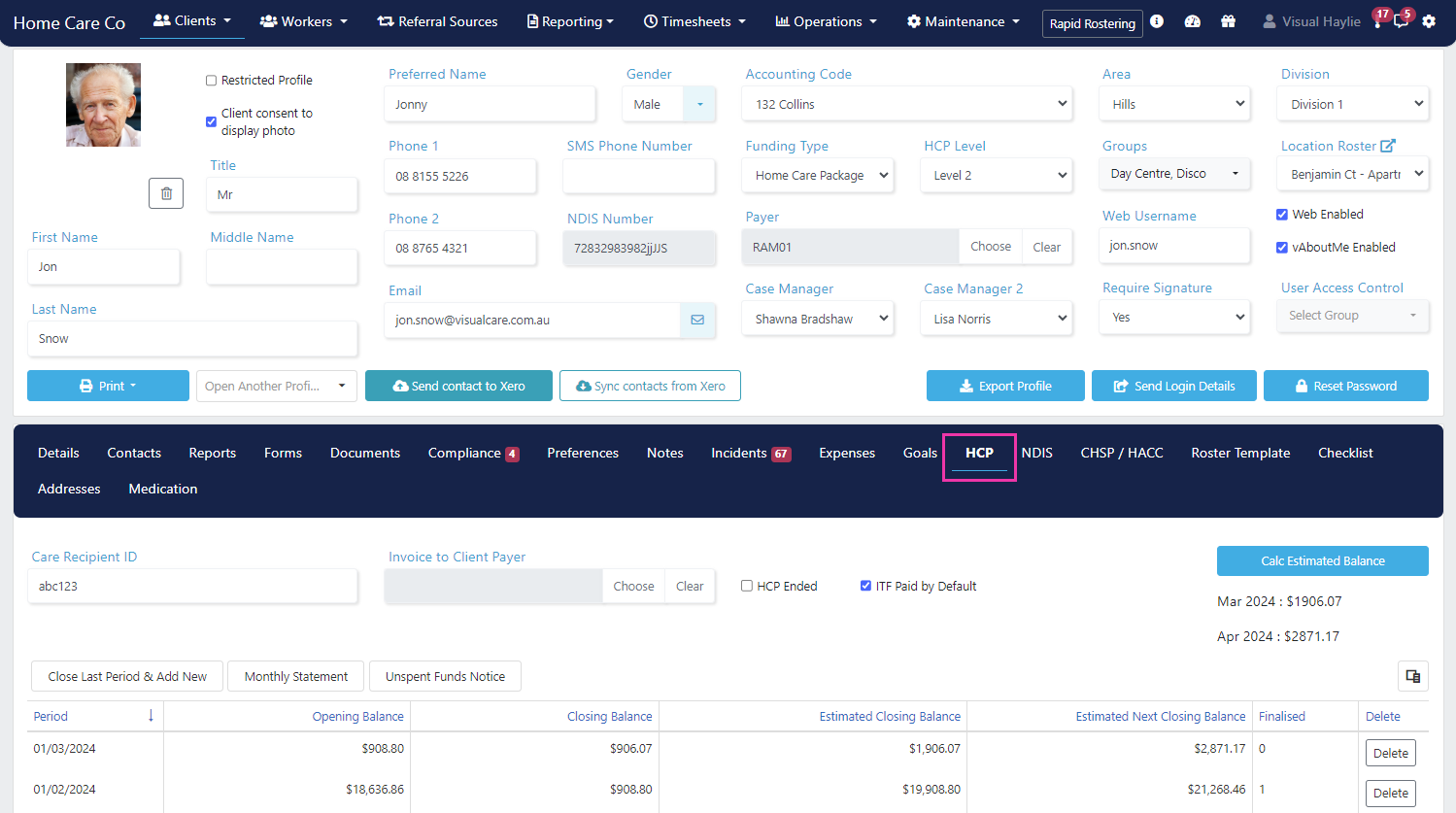 HCP tab overview