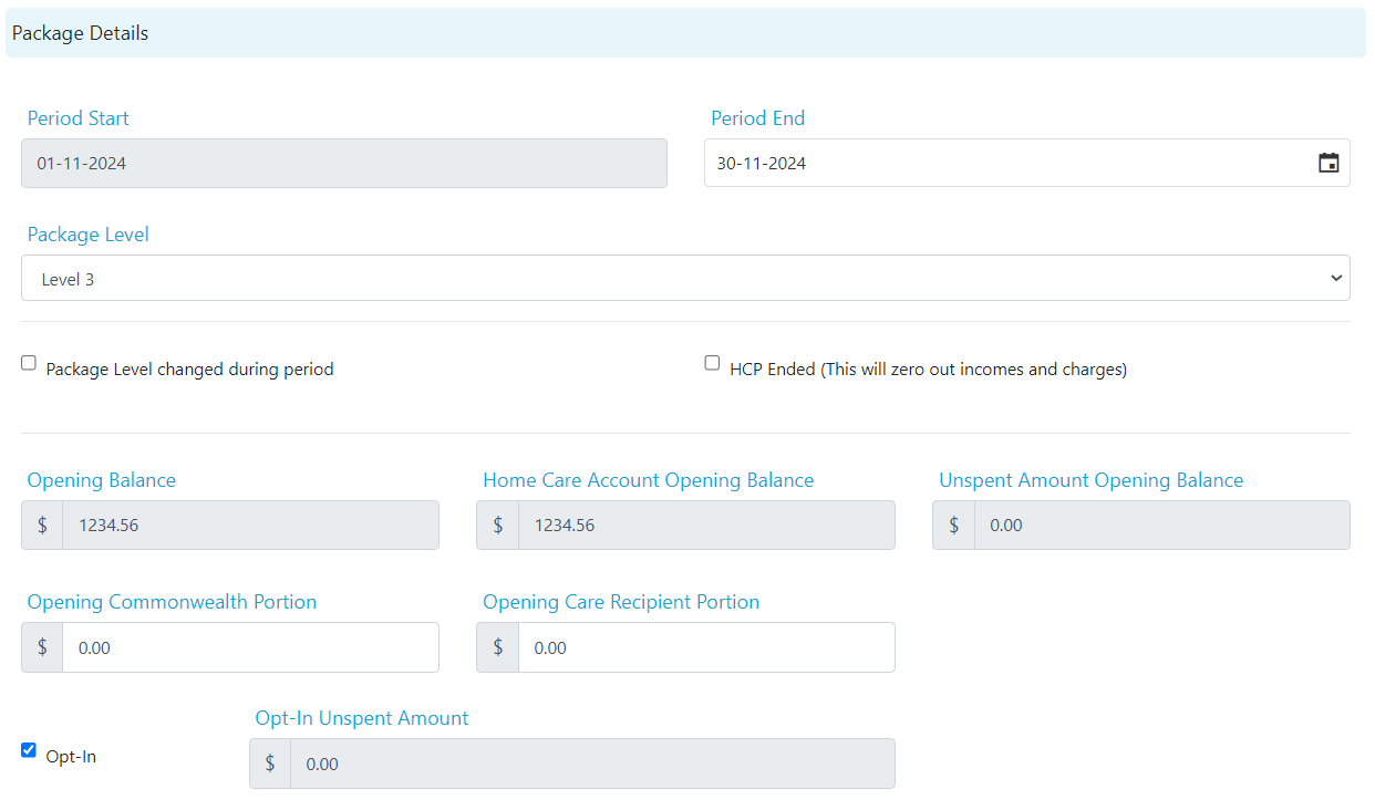 Package details section