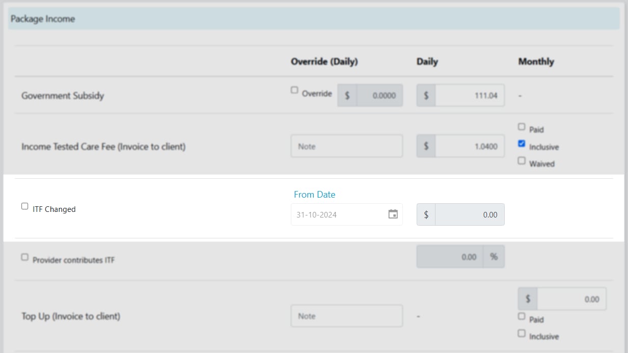 ITF changed fields