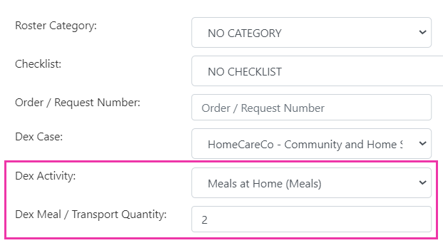 Meal quantity field on a CHSP shift