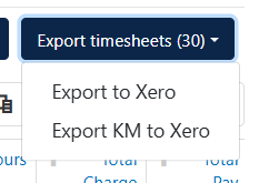 Export KMs option in the Export Timesheets drop-down