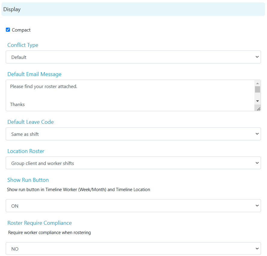 Display settings