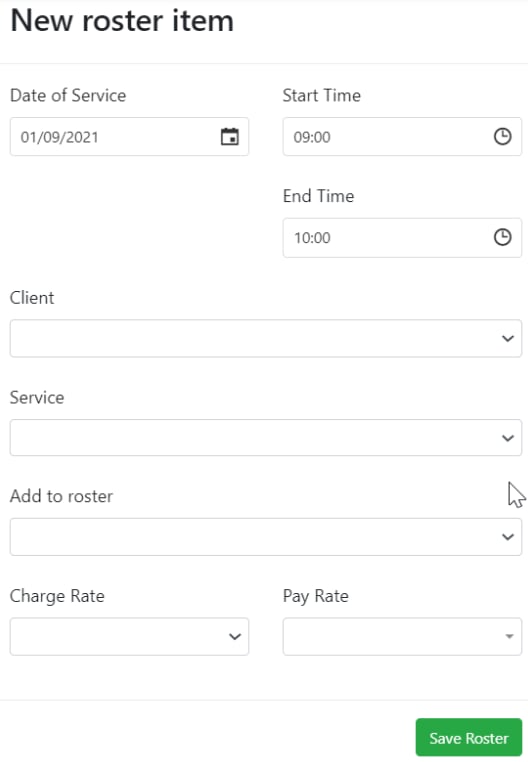 Create shift form