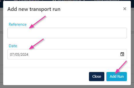 Create new transport run