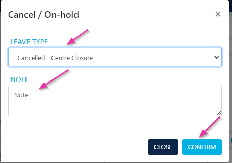 On hold and delete options