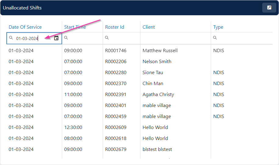 Unallocated KPI on dashboard