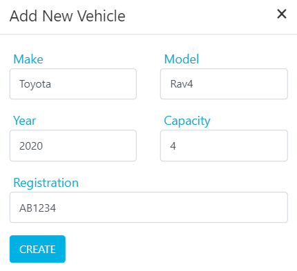 Create vehicle form