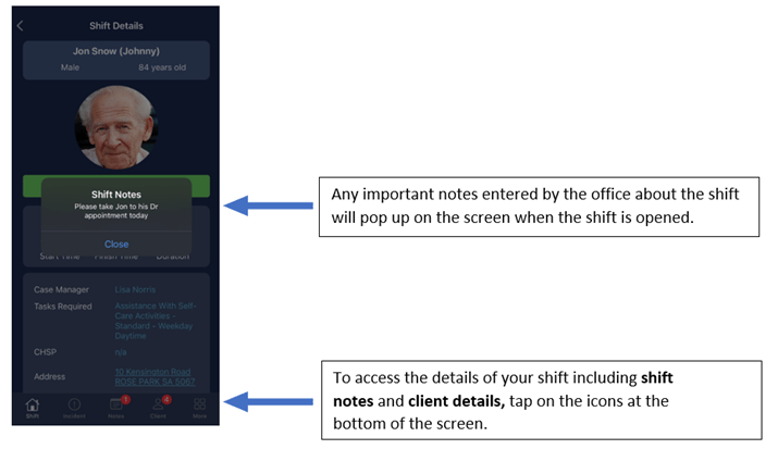 Shift details continued