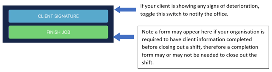 Shift completion details continued