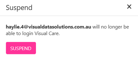 The suspend confirmation popup