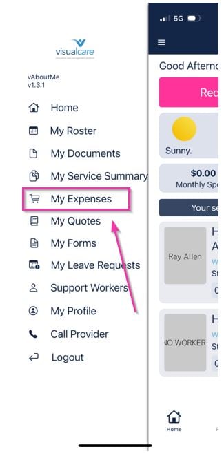 My Expenses menu item