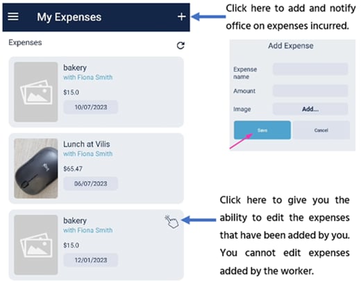 Expenses list
