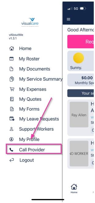 Call Provider button