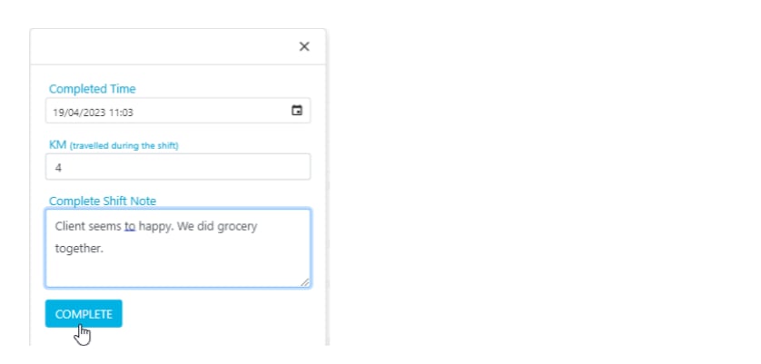 Complete shift dialog