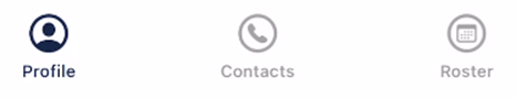 Client details view with Profile, Contacts and Roster tabs