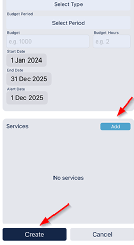 Agreement services and create button