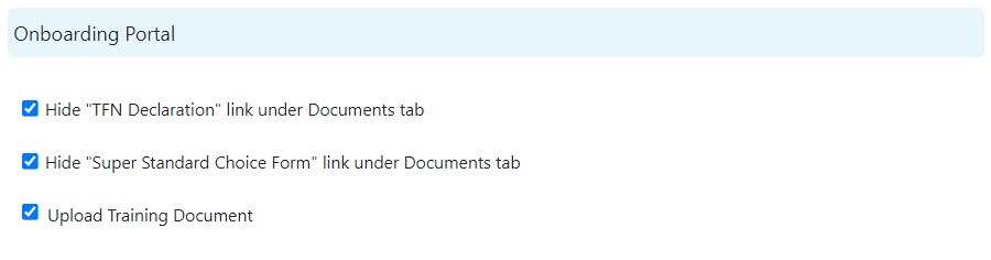 Portal settings for vOnboard in VCore