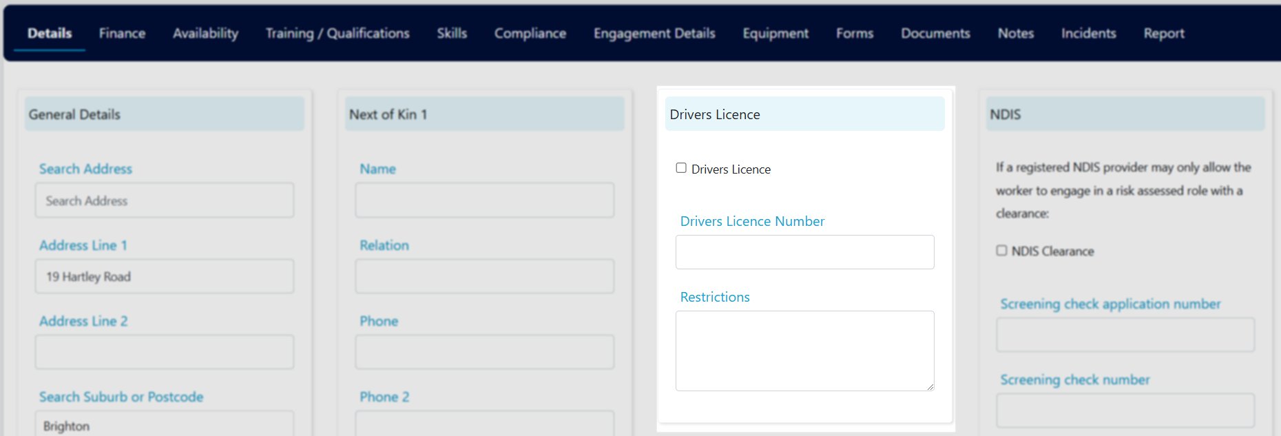 Driver's licence section