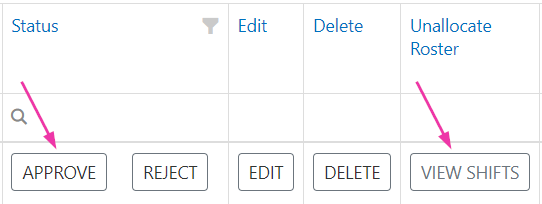Approve and reject buttons